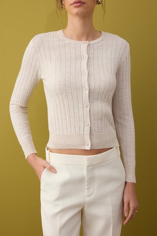 Casaco de malha regular e top regular - Bege