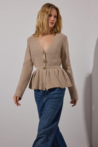 Casaco de malha regular - Bege