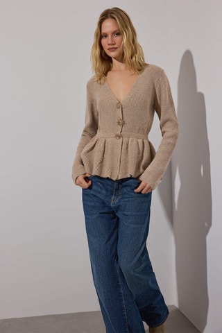 Casaco de malha regular - Bege