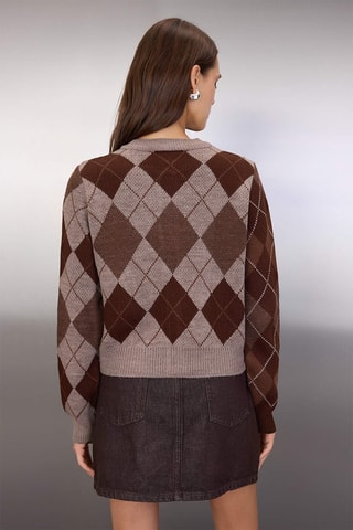 Casaco de malha regular - Castanho