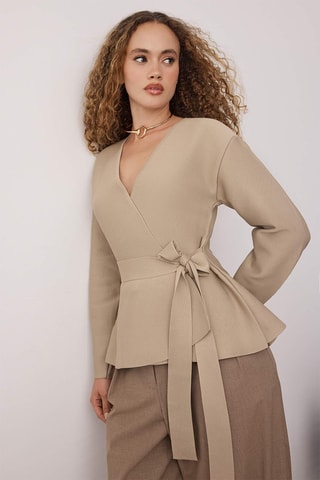 Casaco de malha regular - Bege