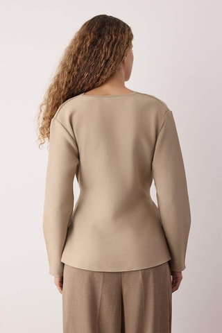 Casaco de malha regular - Bege