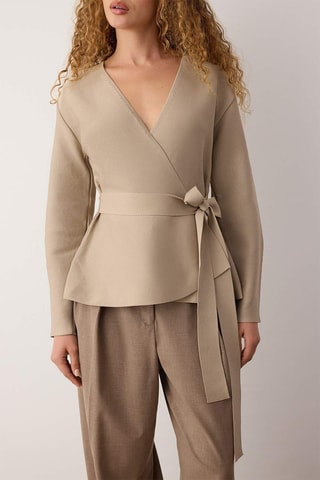 Casaco de malha regular - Bege