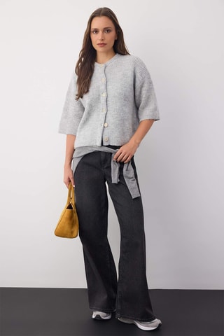 Casaco de malha oversize - Cinzento