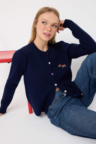 Casaco de malha regular - Azul-marinho