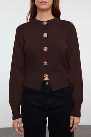 Casaco de malha regular - Castanho