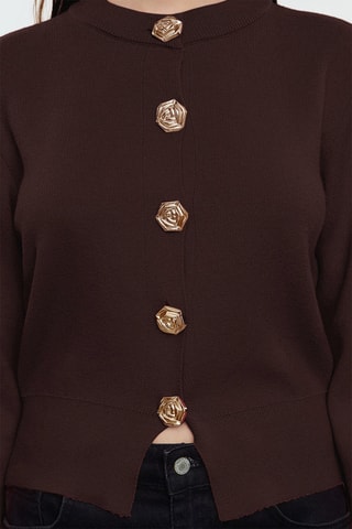 Casaco de malha regular - Castanho