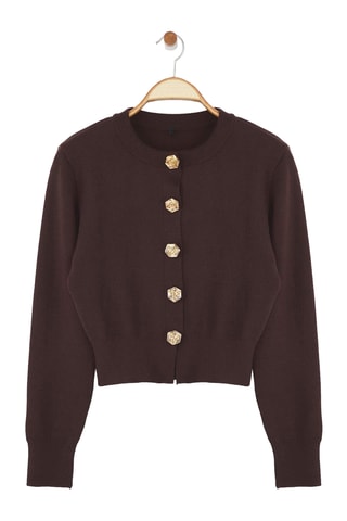 Casaco de malha regular - Castanho