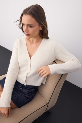 Casaco de malha regular - Branco