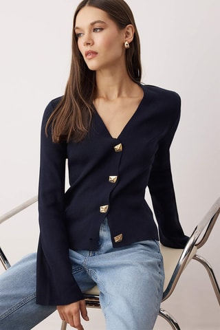 Casaco de malha - Azul-marinho