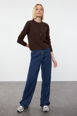 Casaco de malha regular - Castanho