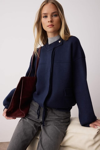 Casaco de malha oversize - Azul-marinho