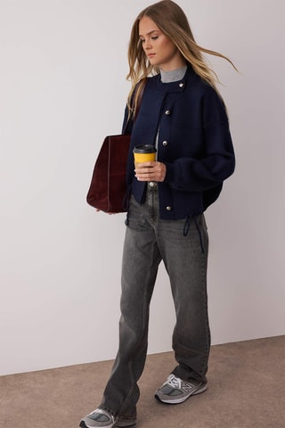 Casaco de malha oversize - Azul-marinho