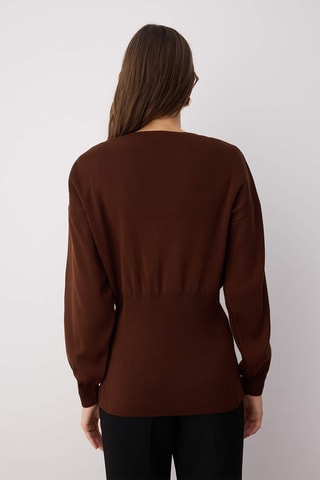 Casaco de malha regular e top regular - Castanho