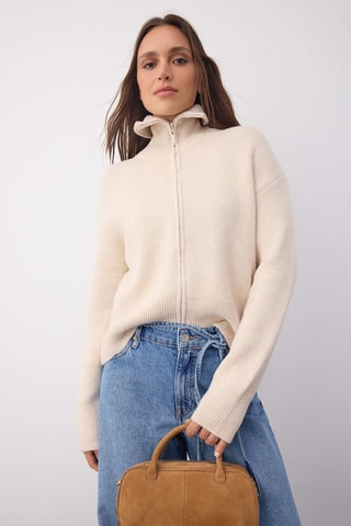 Casaco de malha oversize - Bege