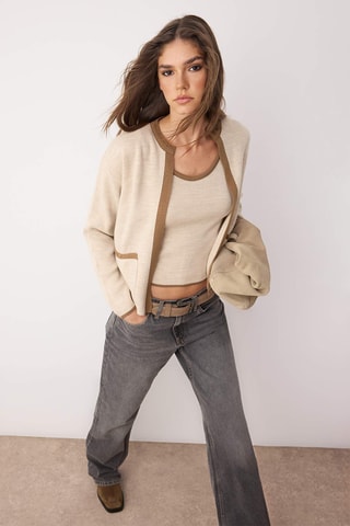 Camisola de alças e casaco de malha regular - Bege