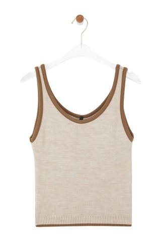 Camisola de alças e casaco de malha regular - Bege