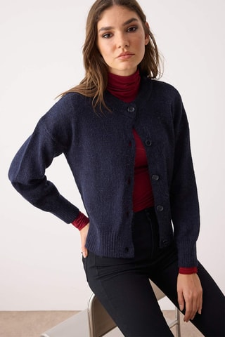 Casaco de malha regular - Azul-marinho