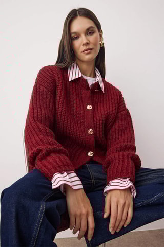 Casaco de malha oversize - Bordô