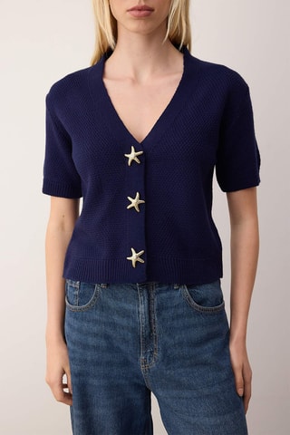 Casaco de malha regular - Azul-marinho