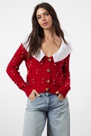 Casaco de malha regular - Vermelho