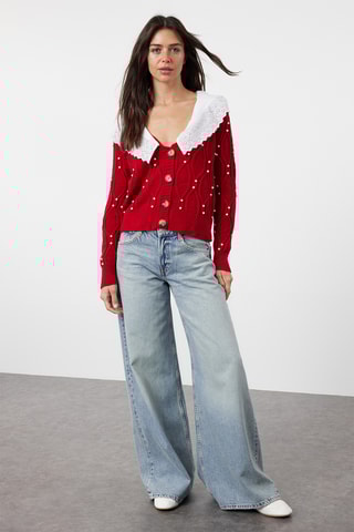 Casaco de malha regular - Vermelho