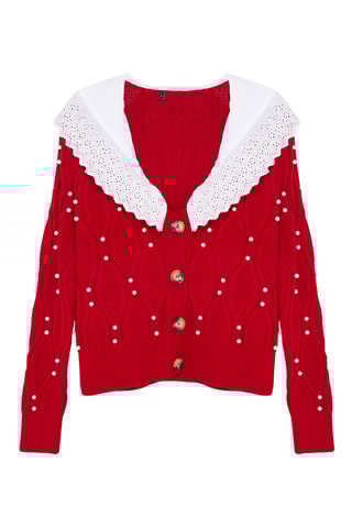 Casaco de malha regular - Vermelho