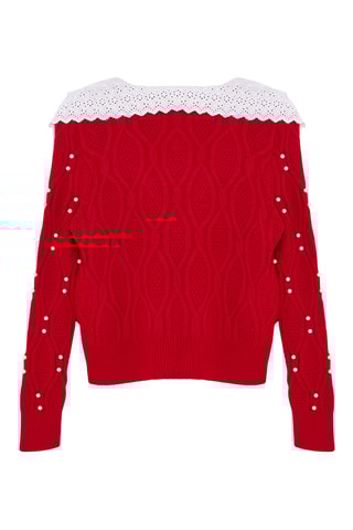 Casaco de malha regular - Vermelho