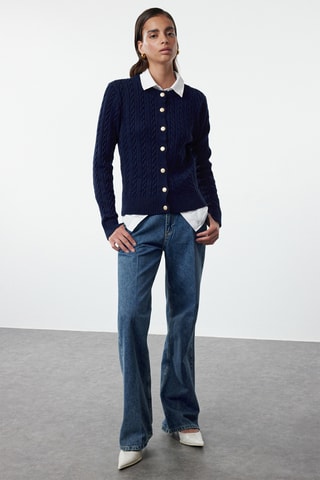 Casaco de malha regular - Azul-marinho