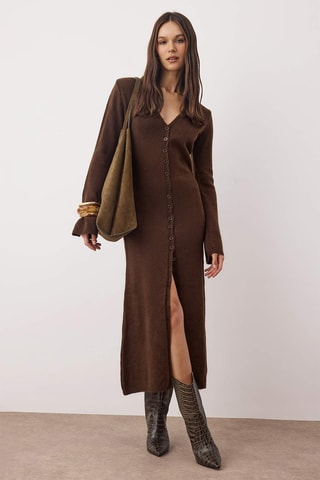 Vestido-camisola - Castanho