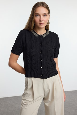 Casaco de malha regular - Preto