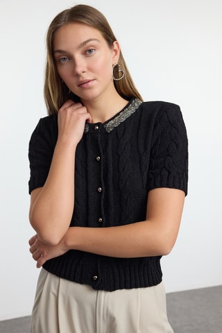 Casaco de malha regular - Preto