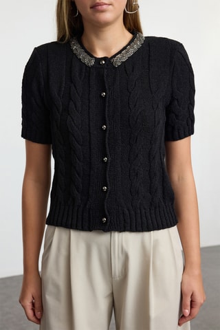 Casaco de malha regular - Preto