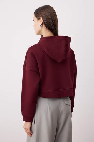 Sweat relaxed com capuz - Bordô