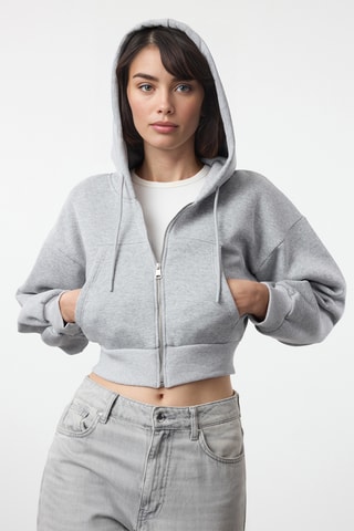 Sweat regular com capuz - Cinzento-claro