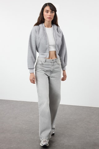 Sweat regular com capuz - Cinzento-claro