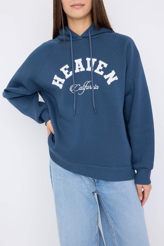 Sweat regular com capuz - Azul-petróleo