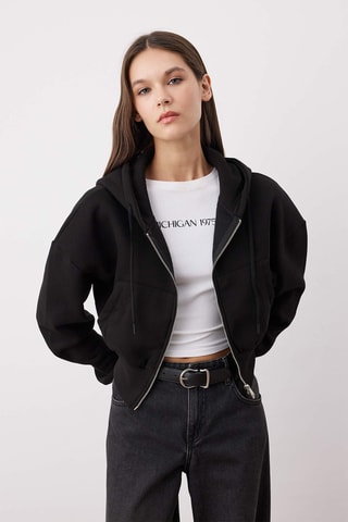 Sweat regular com capuz - Preto