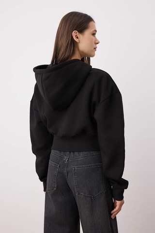 Sweat regular com capuz - Preto