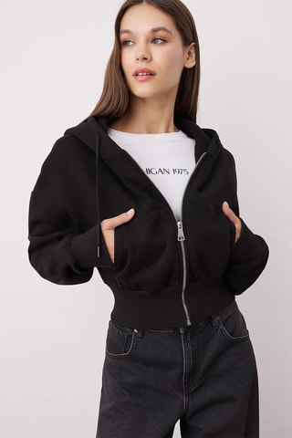 Sweat regular com capuz - Preto