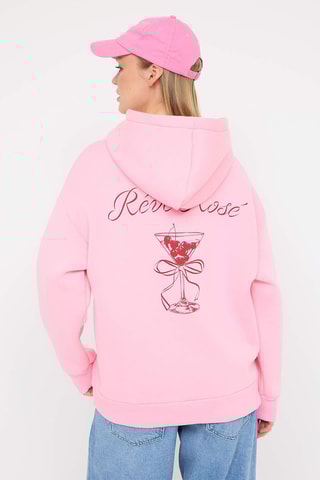 Sweat oversize com capuz - Rosa