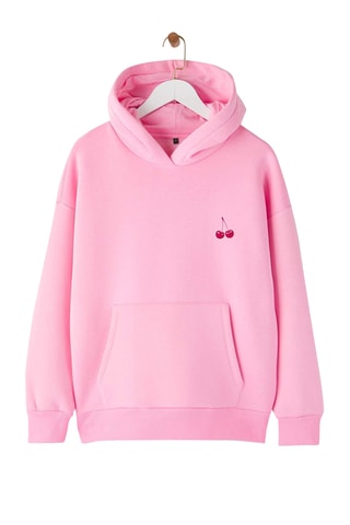 Sweat oversize com capuz - Rosa