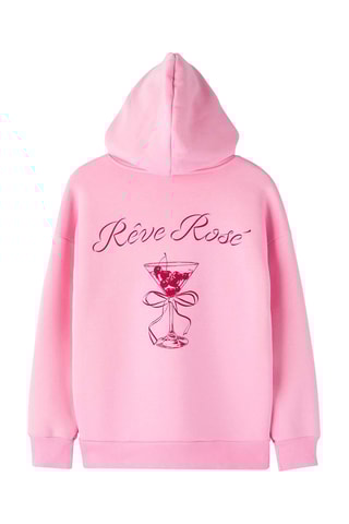 Sweat oversize com capuz - Rosa