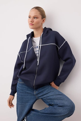 Sweat oversize com capuz - Azul-marinho