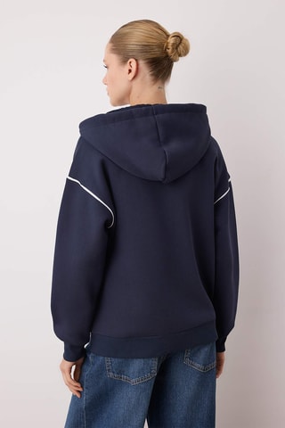 Sweat oversize com capuz - Azul-marinho