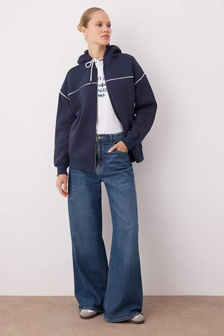 Sweat oversize com capuz - Azul-marinho