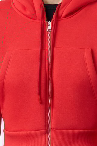 Sweat regular com capuz - Vermelho