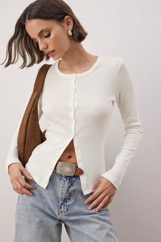 Casaco de malha slim - Cru