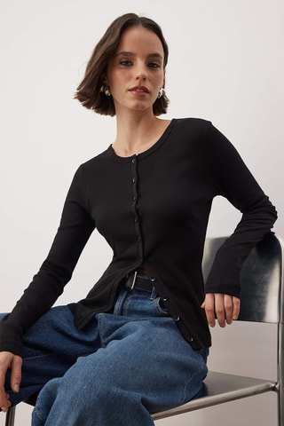 Casaco de malha slim - Preto