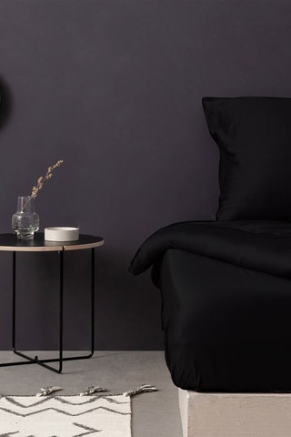 Katoensatijnen Hoeslaken - 125 g/cm²- Zwart